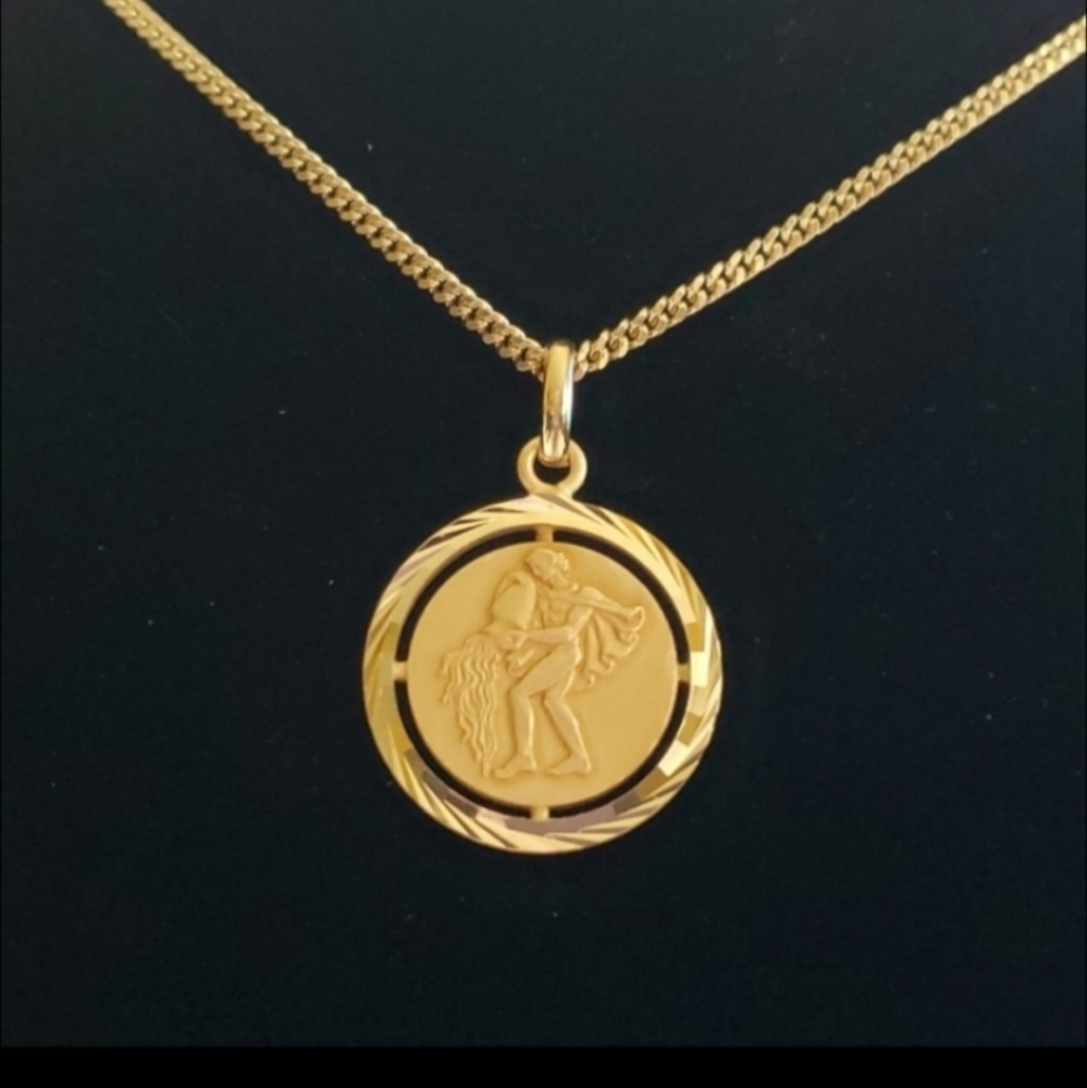 Aquarius Zodiac Gold pendant necklace.